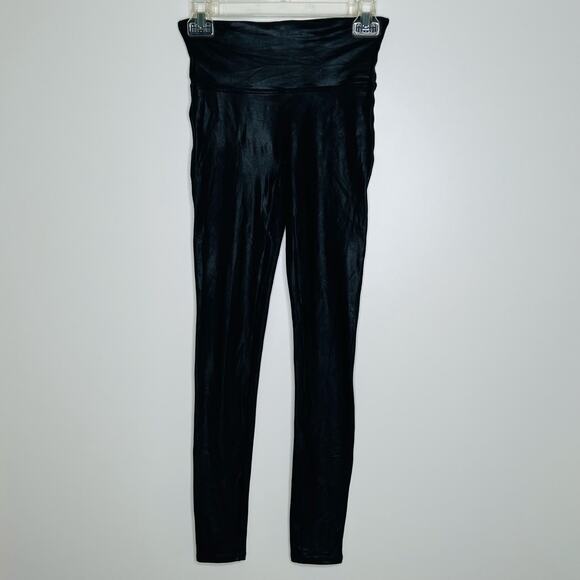 Spanx Faux Leather Leggings Women’s S Black High Waist Compression Pants Small - Picture 2 of 6